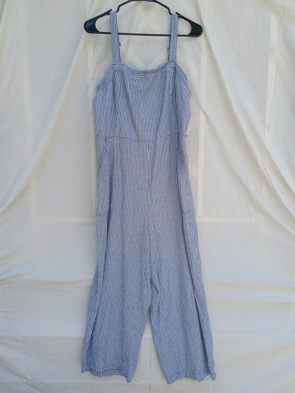 Old Navy Blue and White Pinstripe Wide-Leg Jumpsuit